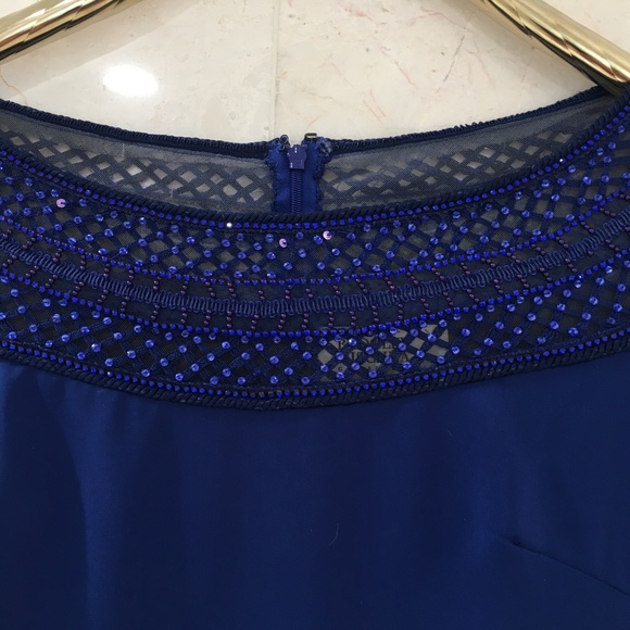 BADGLEY MISCHKA {6} Cocktail Dress Blue Beaded ⭐️HP⭐️ - Picture 6 of 14